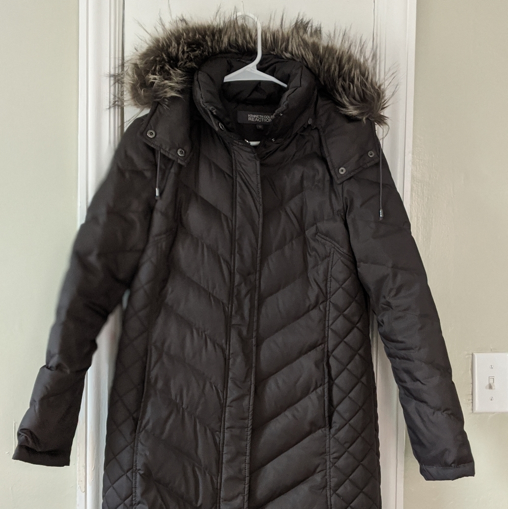 Kenneth Cole REACTION Faux-Fur-Trim Hooded Puffer